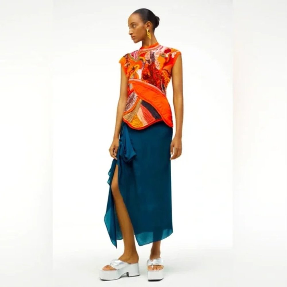 RARE!! NWT ZARA ATELIER BEADED DRESS LIMITED EDITION ORANGE S M GORGEOUS!!
